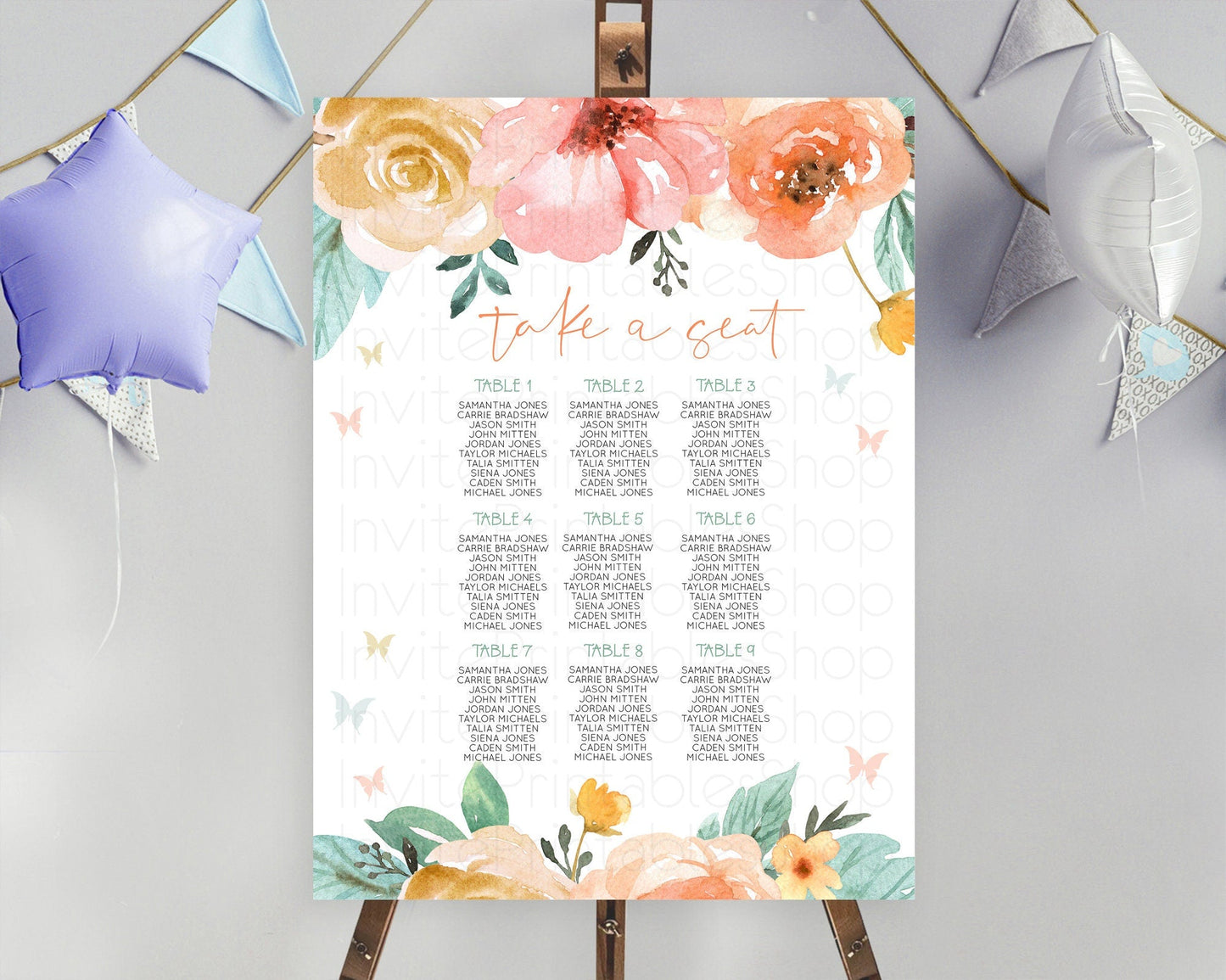 Secret Garden Seating Chart Wildflower Seating Chart Pastel Flowers Seating Chart Enchanted Garden Boho Floral Take A Seat Decor D10347