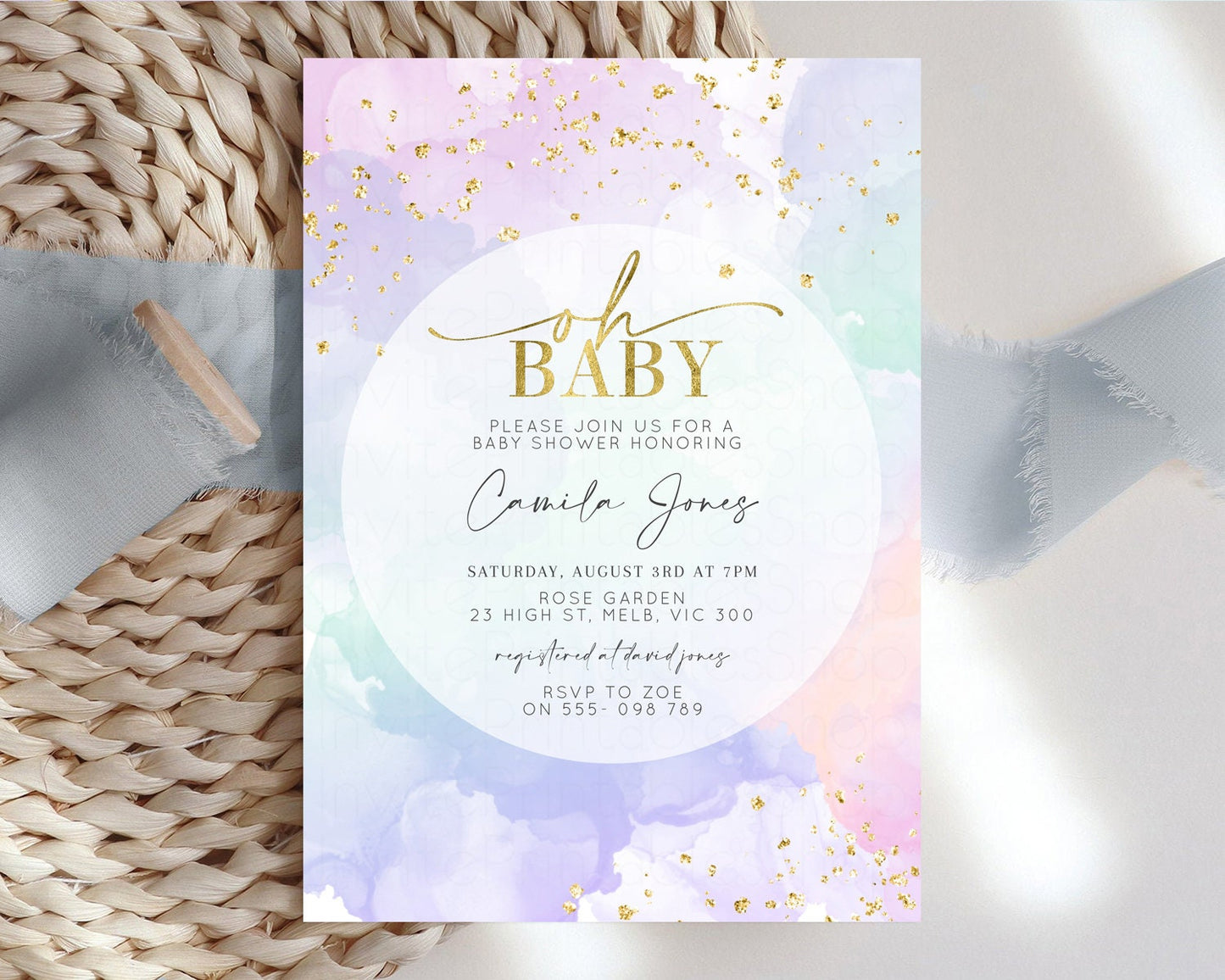 Pastel Baby Shower Invitation Rainbow Baby Shower Invitation Watercolor Ombre Invitation Rainbow Pastel Invite Colorful Glitter Shower 599v2