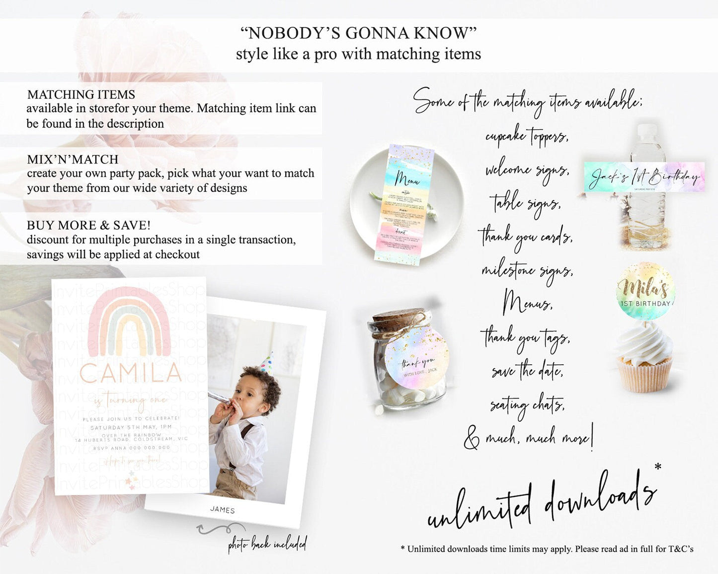 Pastel Rainbow Birthday Invitation Pastel Rainbow Invitation Rainbow Invitation Pastel Invitation Boho Rainbow 1st First Birthday D10162