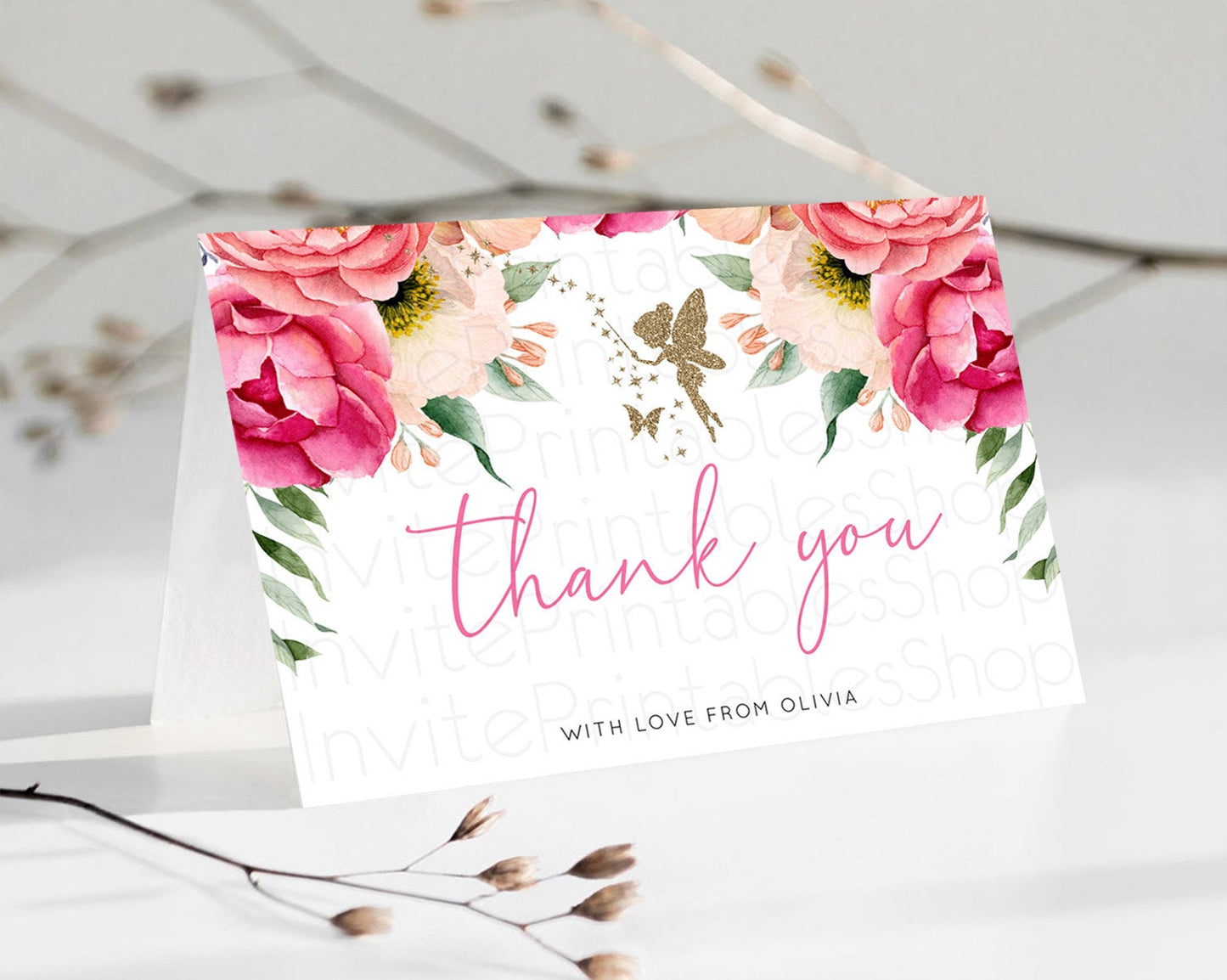 Fairy Thank You Fairy Thank You Card Enchanted Garden Pastel Butterfly Birthday Thank You Floral Secret Garden Teacher Thank You D10883