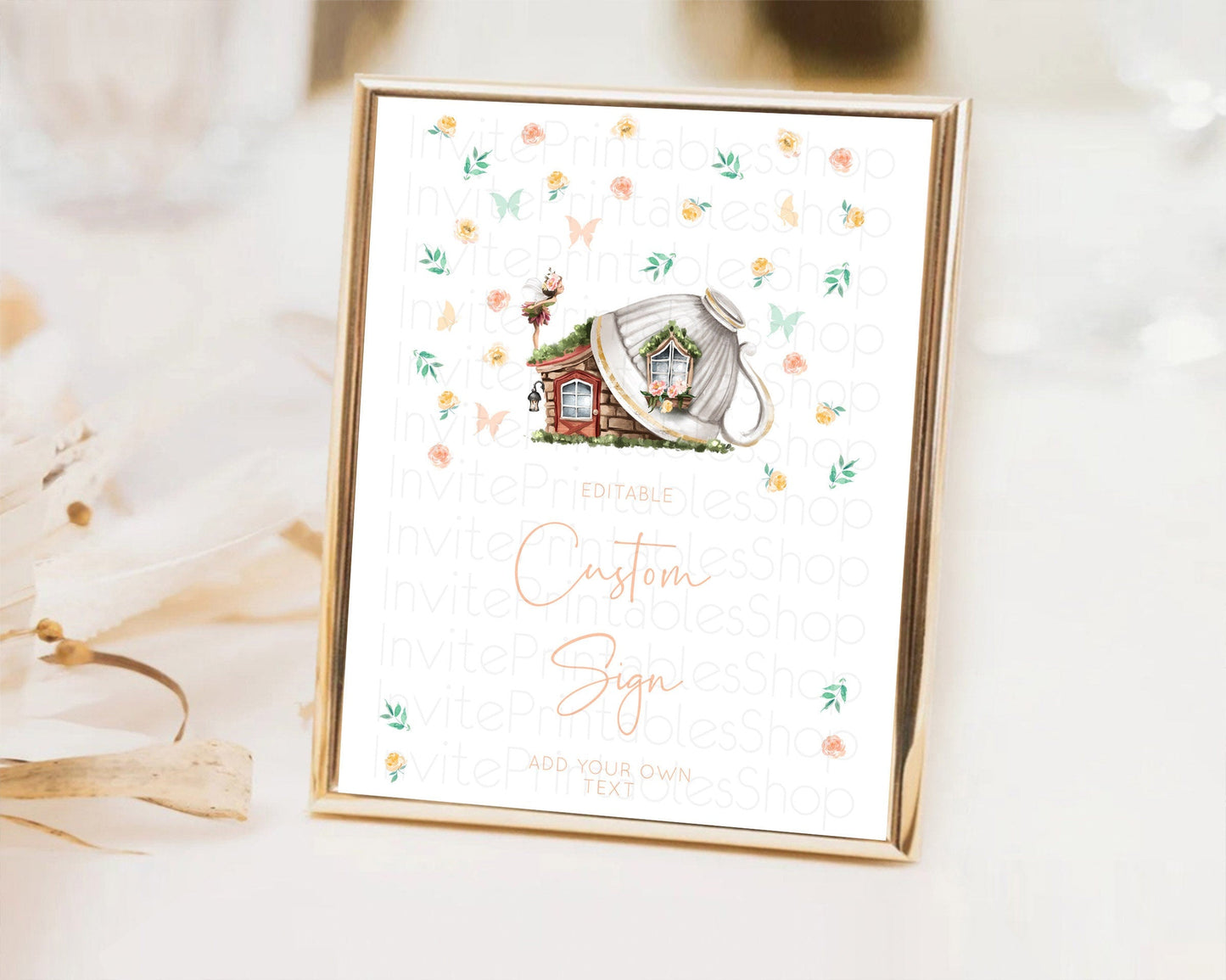 Fairy Sign Enchanted Garden Table Sign Decor Pastel Floral Butterfly Party Secret Garden Birthday Baptism Baby Shower Bridal Shower D10383