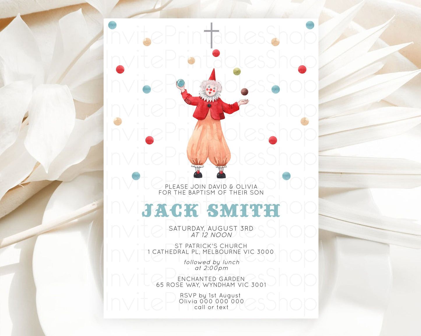 Circus Baptism Invitation Carnival Baptism 1st Birthday Invitation Clown Circus Lion Christening Invitation Circus Tent Elephant D10502