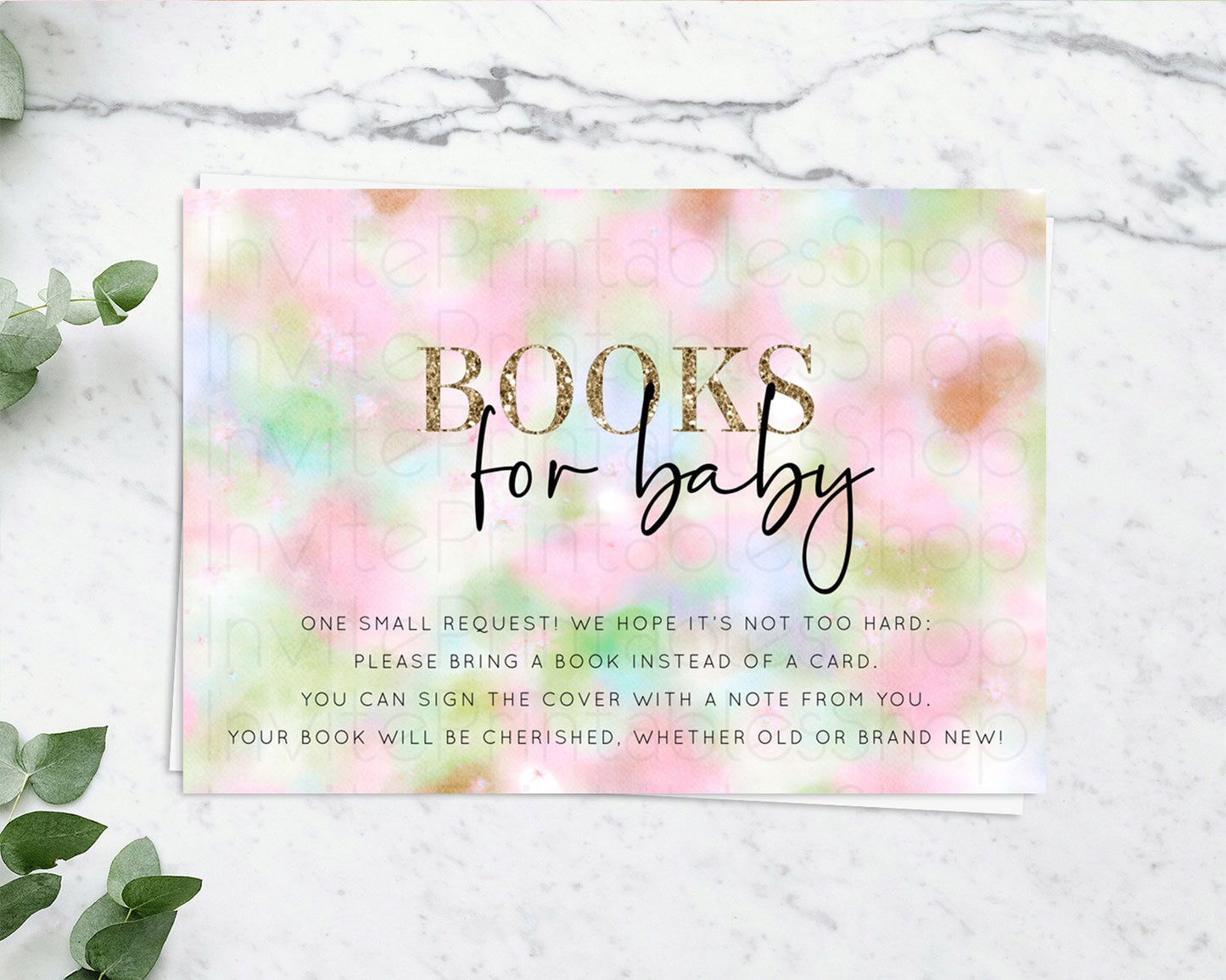 Pastel Books For Baby Card Pastel Rainbow Book Insert Colorful Ombre Watercolor Book Card Confetti Glitter Baby Book Poem Request D10698