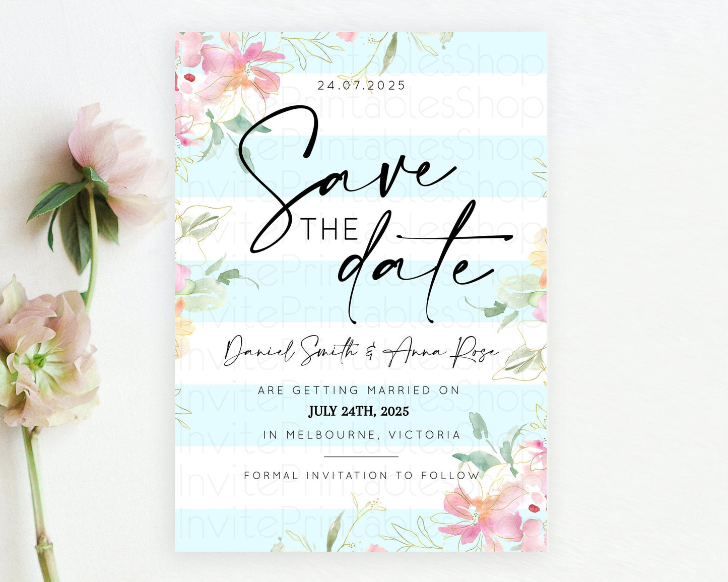 Wildflower Save The Date Template Secret Garden Save The Date Pastel Floral Garden Party Boho Flowers Birthday Baby Shower Wedding D10304