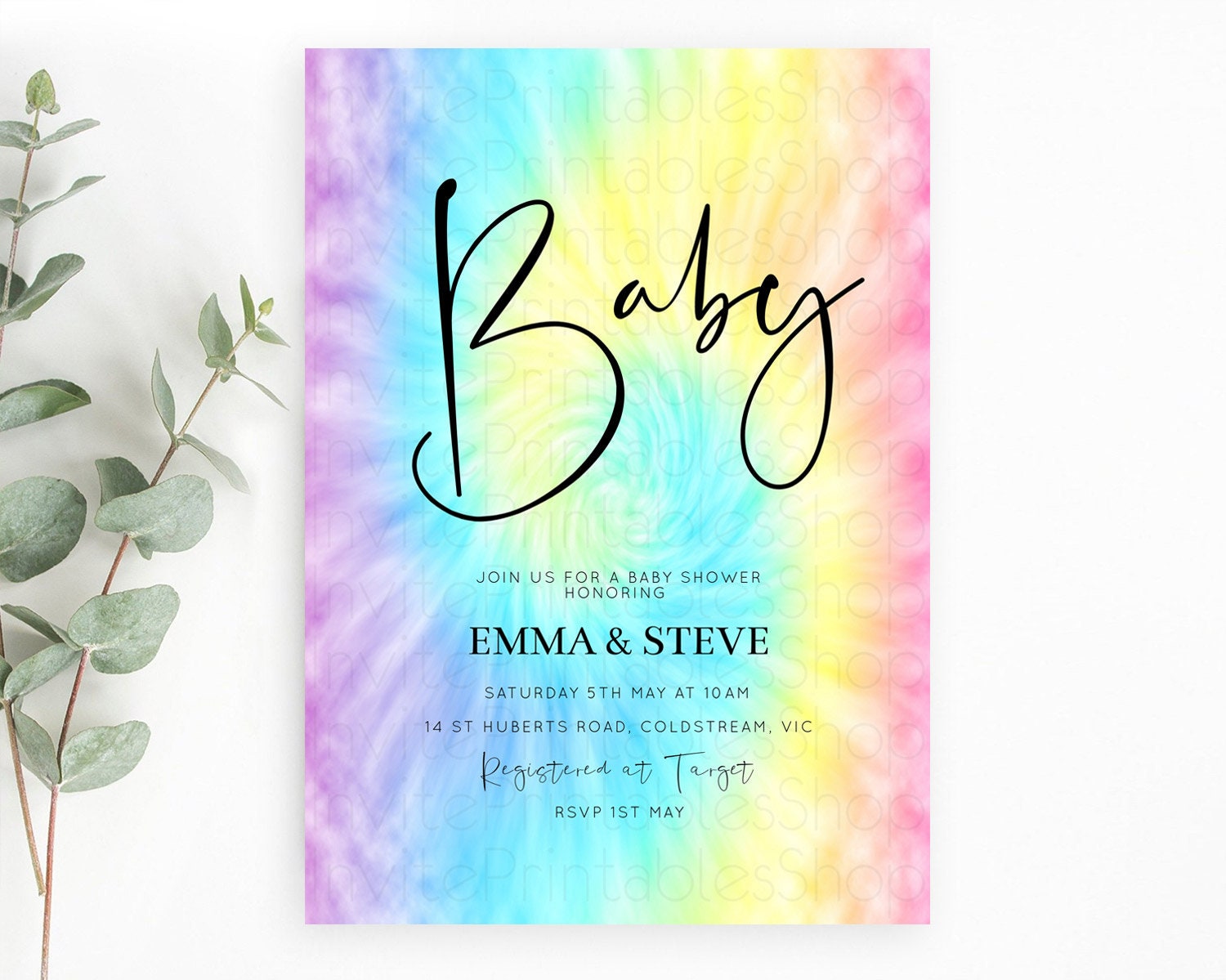 Editable Pastel Baby Shower Invitation Rainbow Baby Shower Invitation Colorf