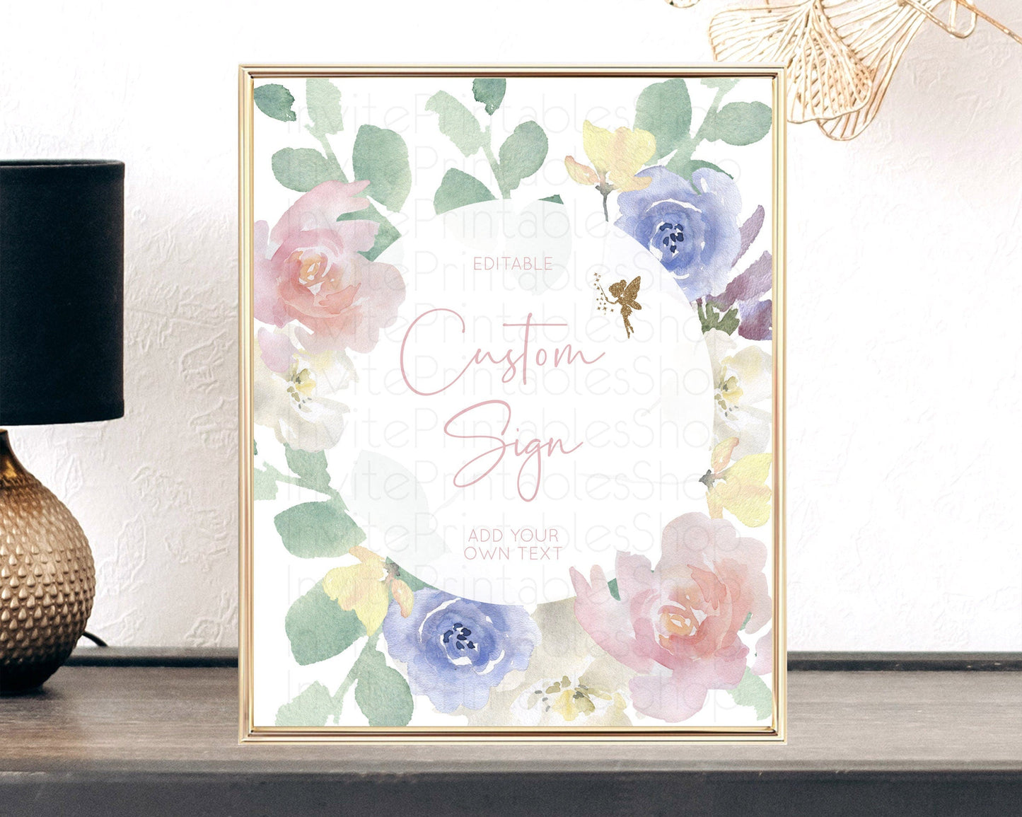 Fairy Sign Enchanted Garden Table Sign Decor Pastel Floral Butterfly Party Secret Garden Birthday Baptism Baby Shower Bridal Shower D10861