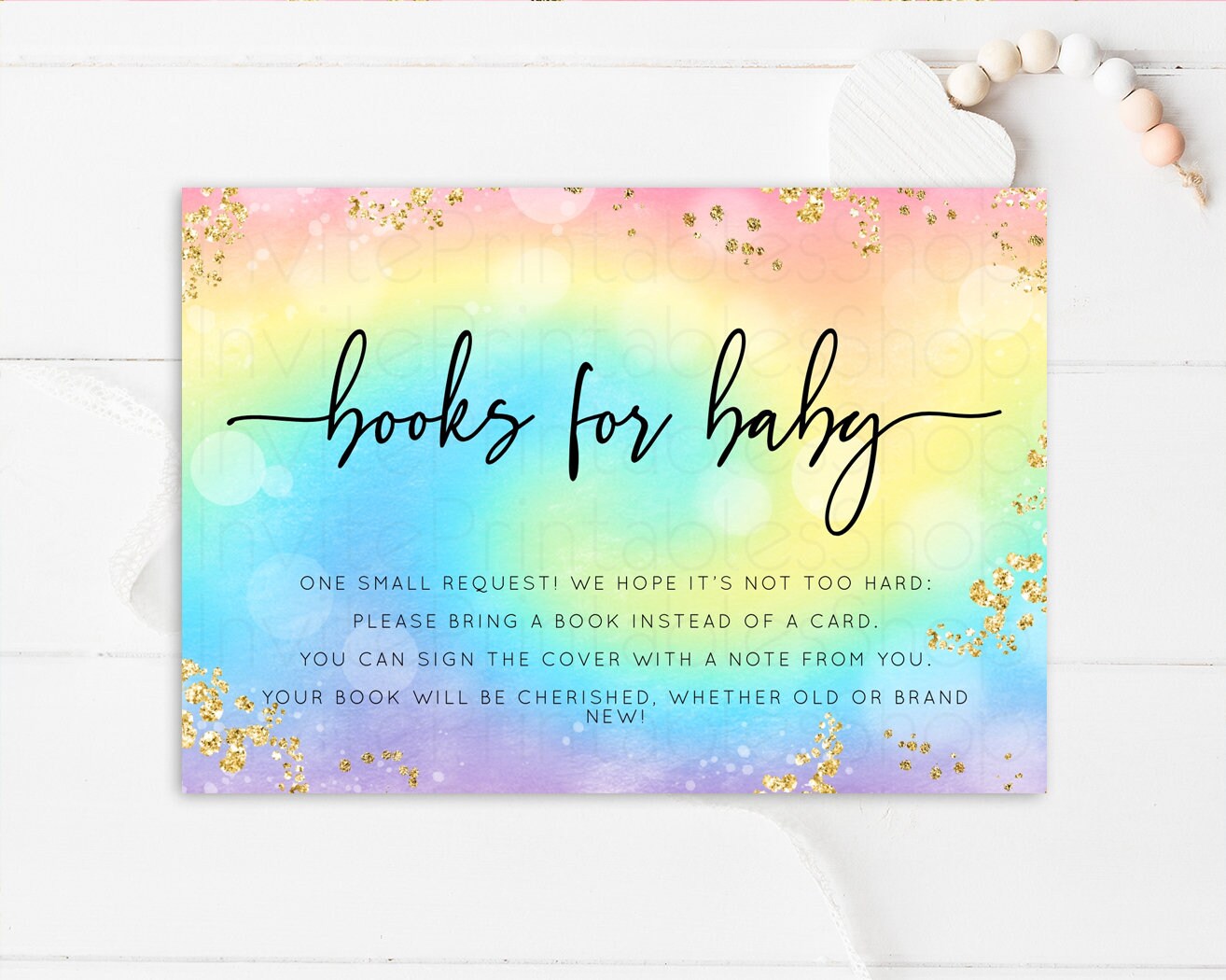 Editable Rainbow Books for Baby Card Rainbow Pastel Book Insert Gender Neutr