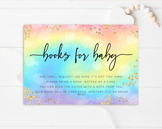 Editable Rainbow Books for Baby Card Rainbow Pastel Book Insert Gender Neutr
