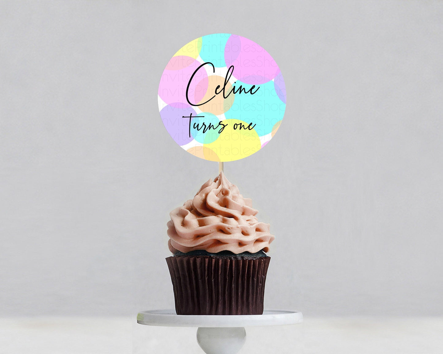 Pastel Cupcake Toppers Pastel Confetti Cupcake Topper Bubbles Sprinkles Colorful Rainbow Confetti Cupcake First Birthday Party Decor D10407