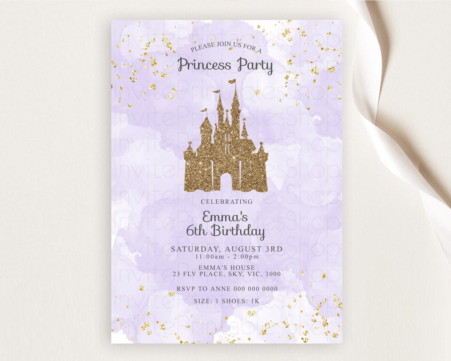 Princess Birthday Invitation Princess Invitation Pastel Invitation Royal Birthday Rainbow Color Enchanted Castle 1st First Birthday D10701