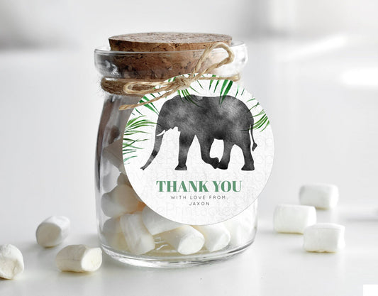 Elephant Thank You Tags Elephant Thank You Gift Tags Elephant Party Favor Tags Safari Zoo Decor Elephant First Birthday Thank You D10842