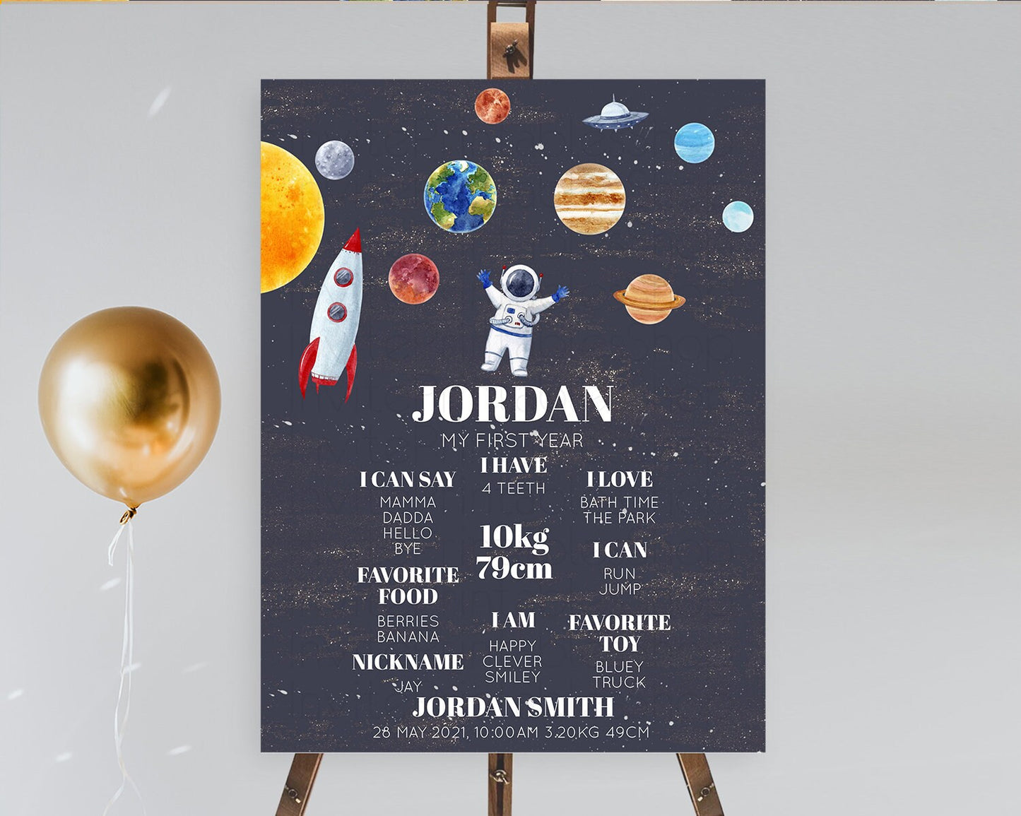 Space First Birthday Milestone Poster Space Milestone Board First Trip Around the Sun Planets Solar System ONE year Birthday Sign D10144