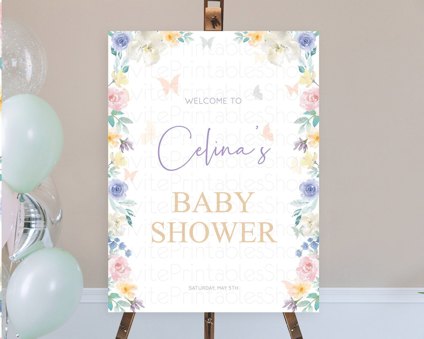 Secret Garden Baby Shower Welcome Sign Wildflower Welcome Board Pastel Flower Garden Welcome Poster Boho Wildflower Welcome Sign D10710