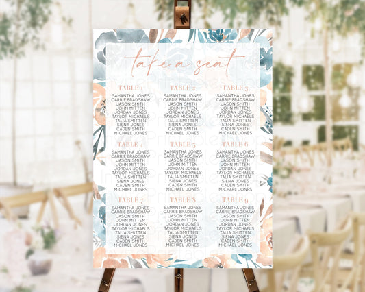 Editable Secret Garden Seating Chart Wildflower Seating Chart Pastel Flowers