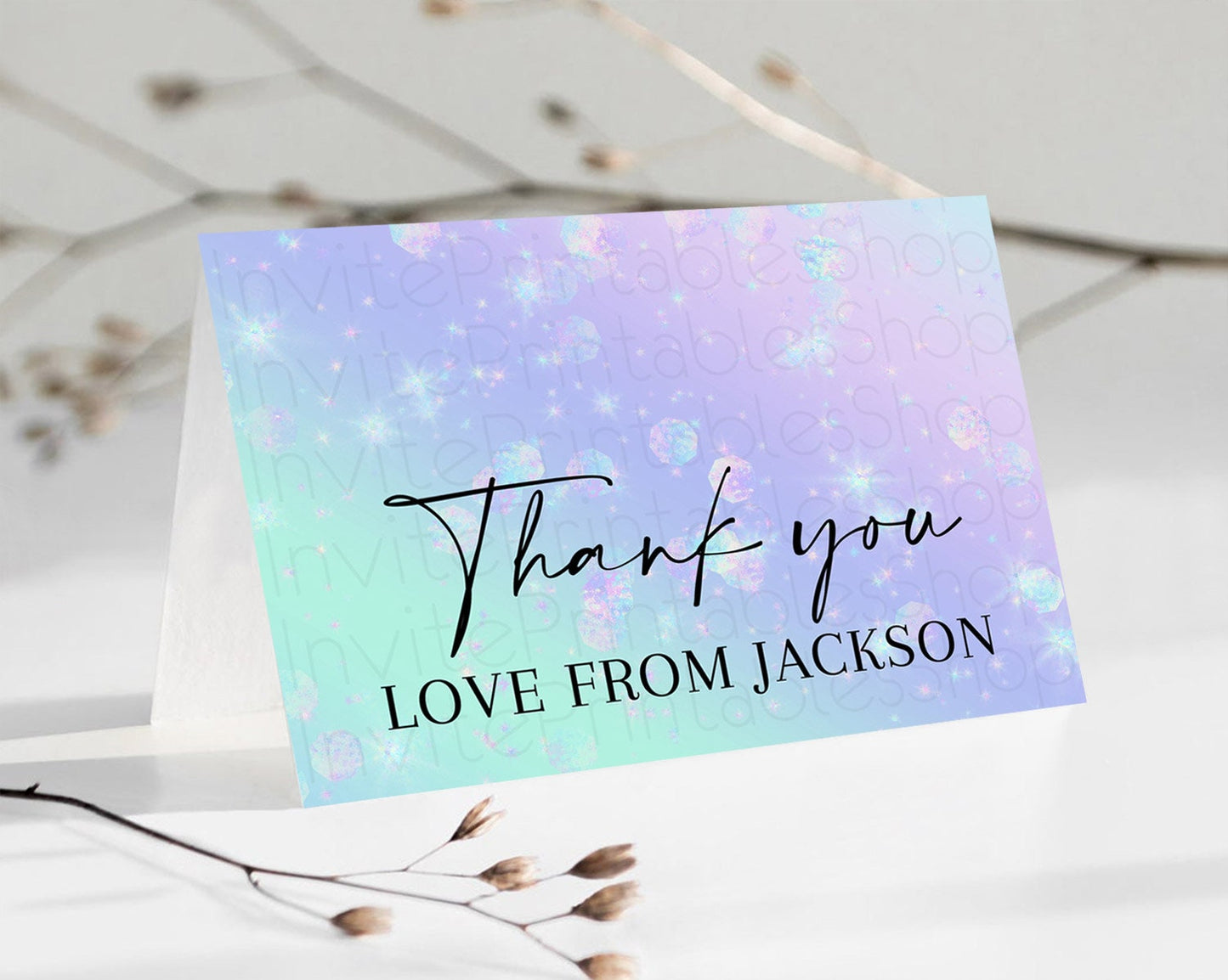 Pastel Thank You Rainbow Thank You Card Colorful Pastel Birthday Thank You Card Confetti Watercolor Pastel Teacher Thank You Cards D10663