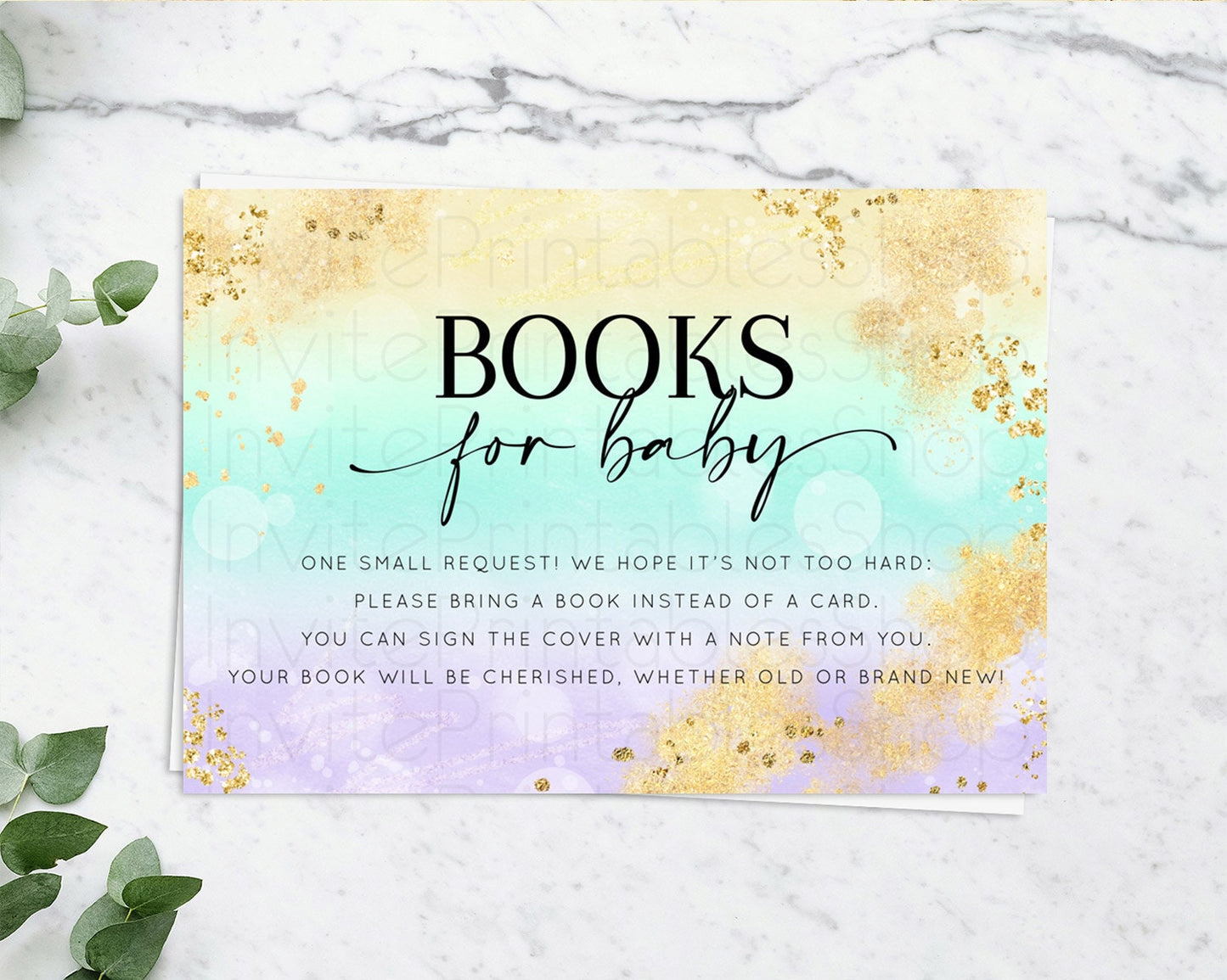 Pastel Books For Baby Card Pastel Rainbow Book Insert Colorful Ombre Watercolor Book Card Confetti Glitter Baby Book Poem Request D10672