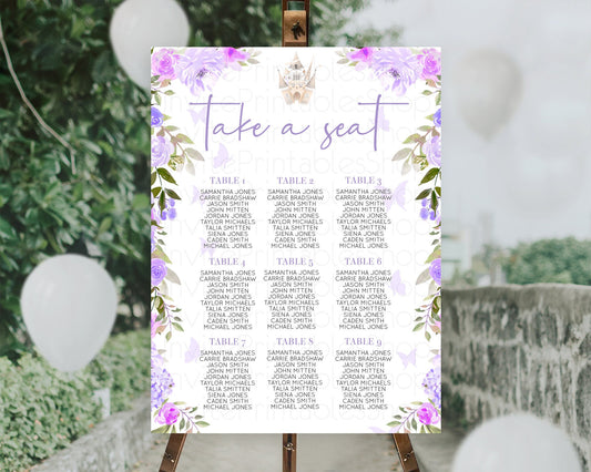 Editable Purple Princess Castle Seating Chart Castle Seating Chart Floral Pu