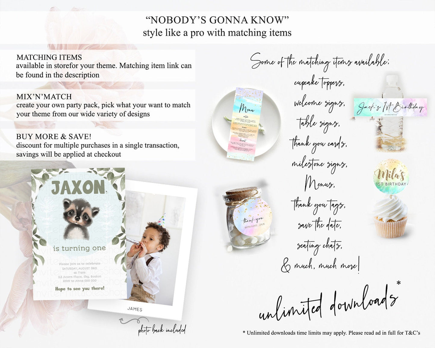 Raccoon Birthday Invitation Raccoon Invite Enchanted Forest Adventure Birthday Woodland Invitation Baby Raccoon 1st First Birthday D10100