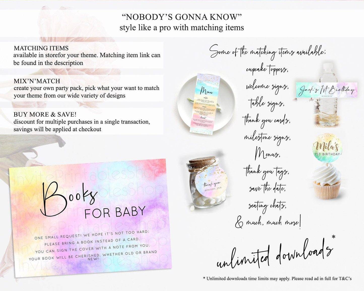 Pastel Books For Baby Card Pastel Rainbow Book Insert Colorful Ombre Watercolor Book Card Confetti Glitter Baby Book Poem Request D10438