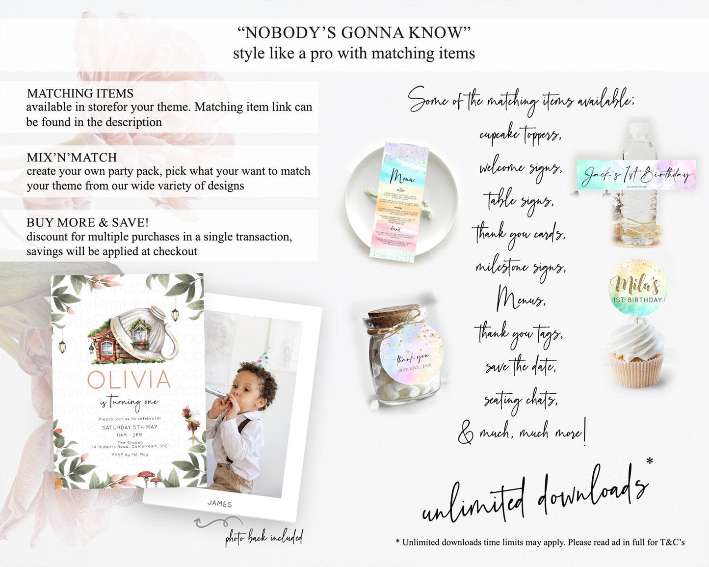 Fairy Birthday Invitation Fairy Invites Fairy Tea Party Fairy Garden Birthday Secret Garden Enchanted Garden Pastel Floral Butterfly D10851