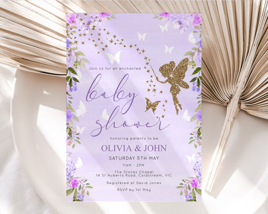Editable Fairy Baby Shower Invitation Enchanted Forest Baby Shower Secret Ga