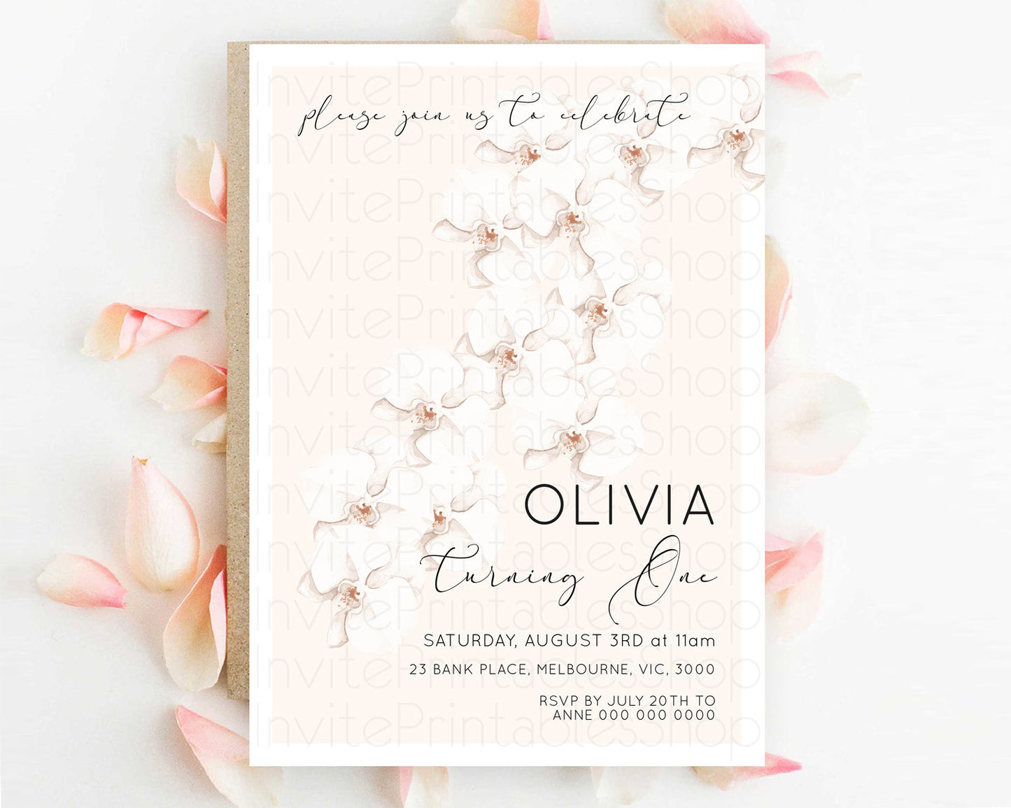 Tropical Invitation Tropical Birthday Invitation Tropical Floral Invitation Palm Leaf Fern Invite Frangipani White Orchid Invitation D11049