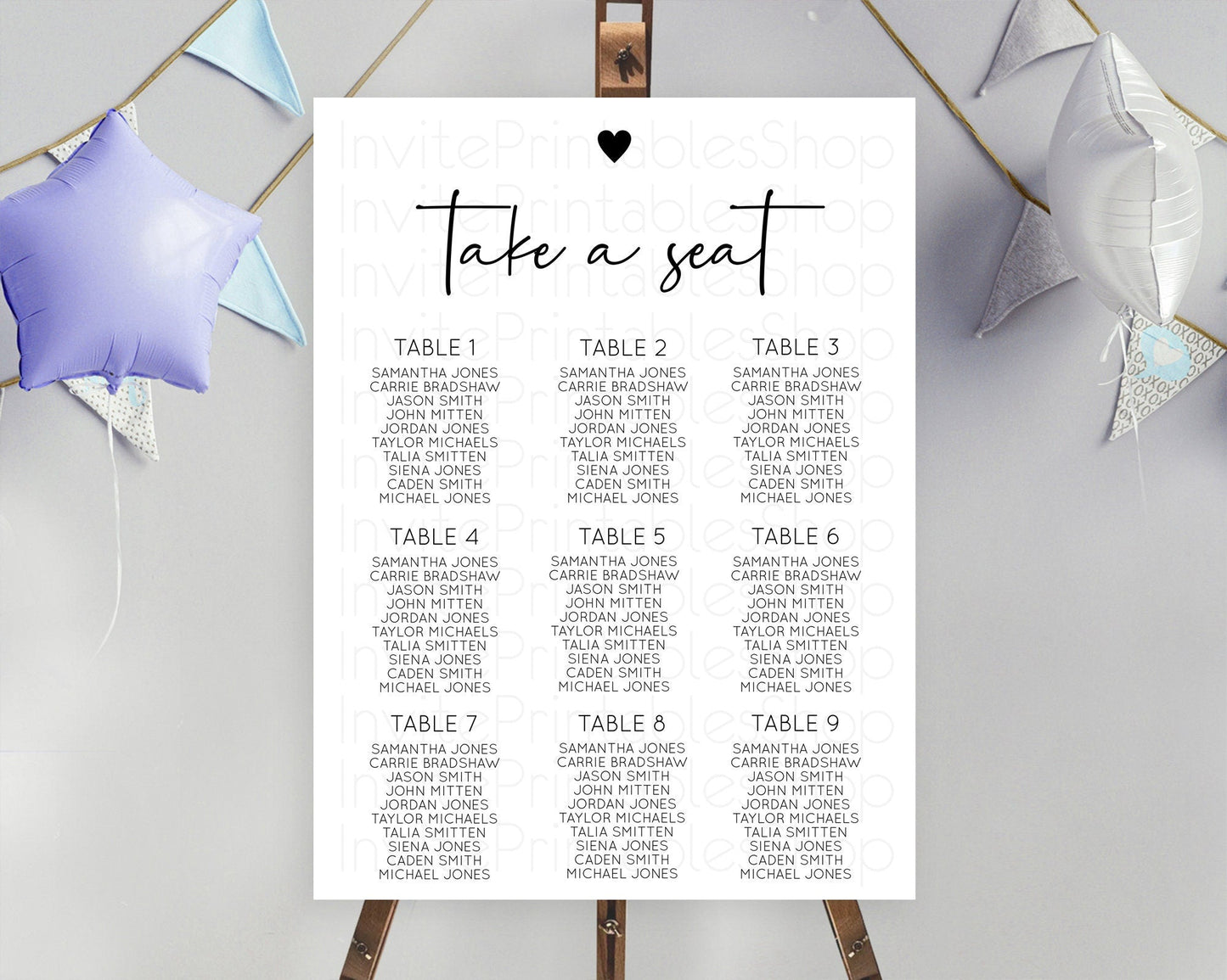 White Black Seating Chart White Minimalist Seating Chart Plain Seating Board Modern Simple Decor Take A Seat Sign D10955