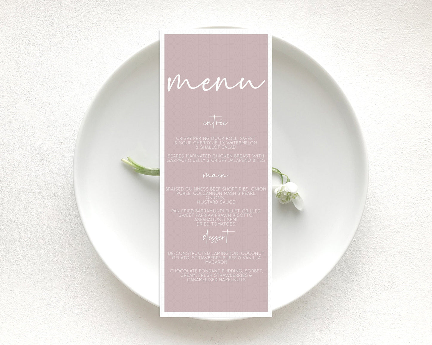 Pink Menu Pastel Pink Menu Template Pink Minimalist Table Decor Modern Pink Menu Simple Pink Dinner Dessert Menu Party Food Menu D10936