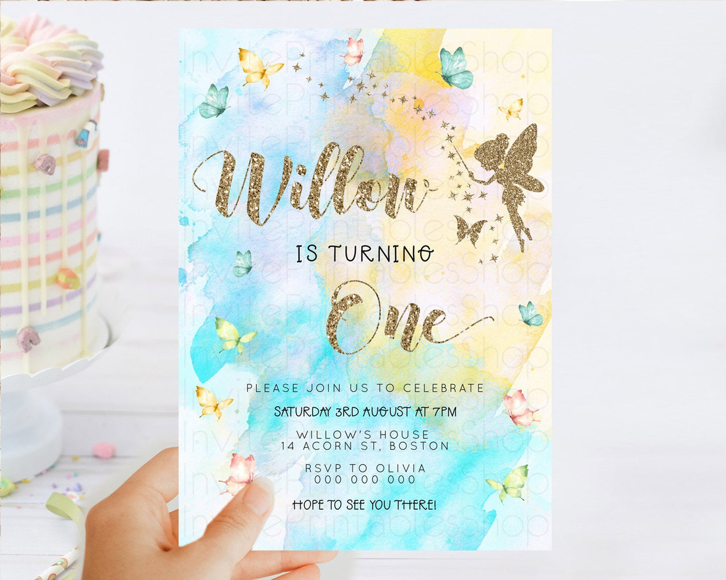 Editable Pastel Fairy Birthday Invitation Pastel Butterflies Fairy Birthday