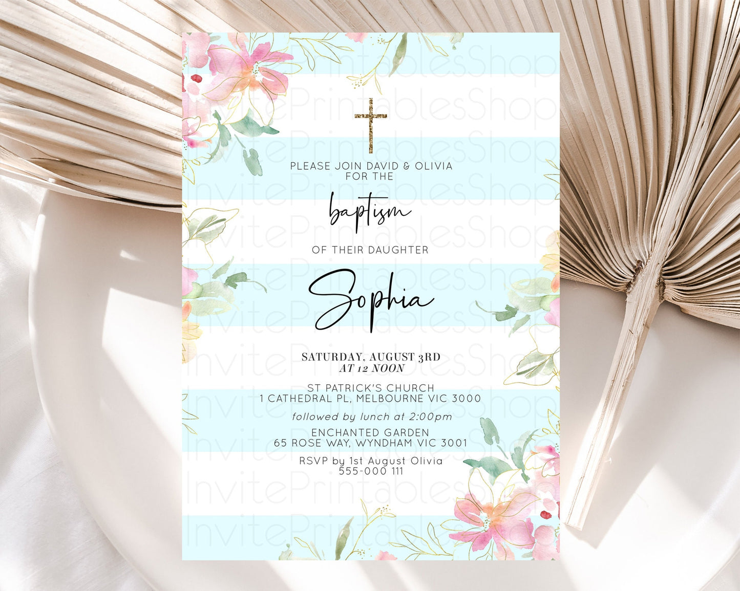 Secret Garden Baptism Invitation Wildflower Baptism Birthday Invite Pastel Flowers Christening Invite Enchanted Garden Boho Floral  D10303