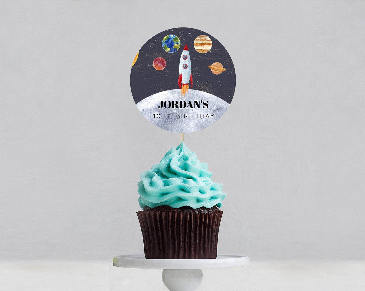 Space Cupcake Toppers Space Decor First Trip Around the Sun Decor Decor Sky Stars Planets Milkyway Solar System Cupcake Topper D10430