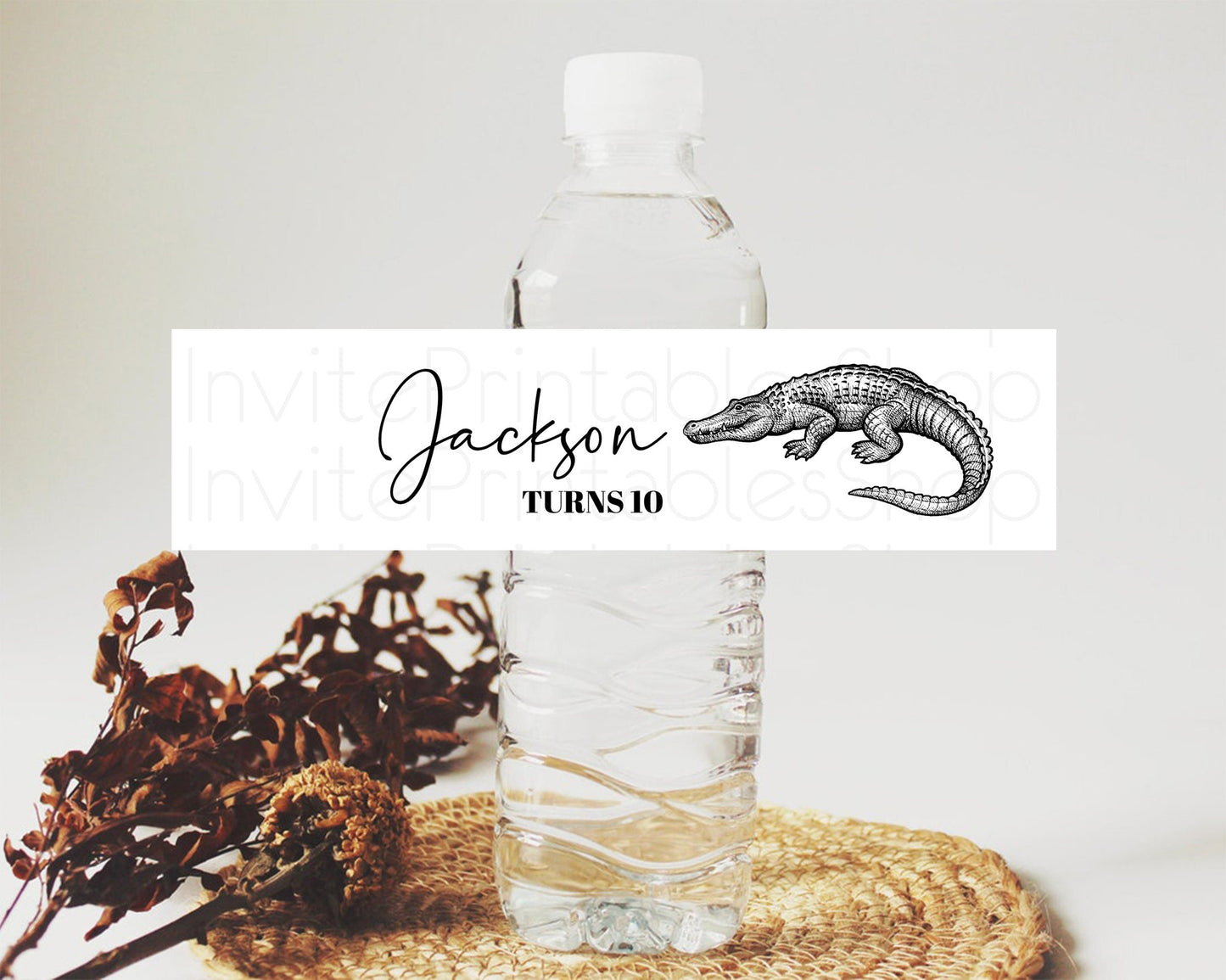 Croc Gator Water Label Template Croc Gator Party Decor Water Label Safari Adventure Croc Gator Minimal Theme 1st Birthday Baptism D10286