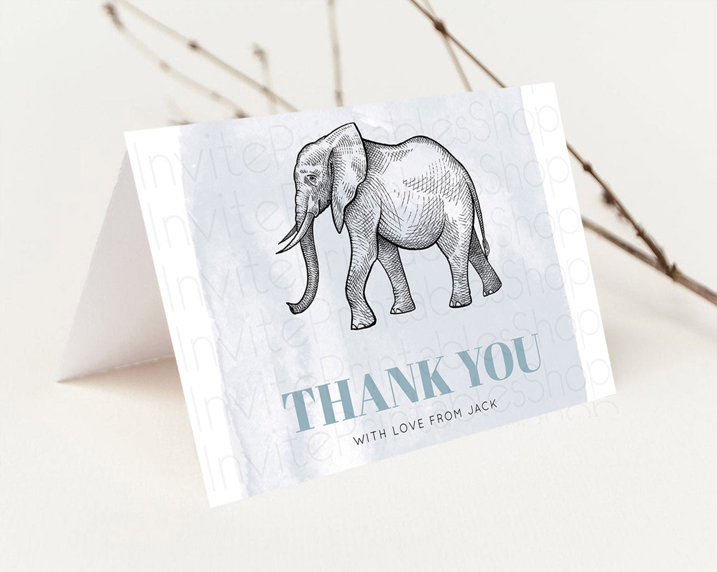 Pastel Elephant Thank You Rainbow Elephant Thank You Card Colorful Rainbow Birthday Thank You Pastel Teacher Thank You Card Template D10811