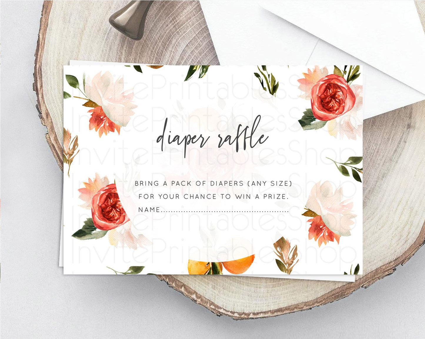 Secret Garden Diaper Raffle Card Boho Wildflower Diaper Raffle Insert Pastel Flower Garden Baby Shower Card Flower Raffle Game D10540