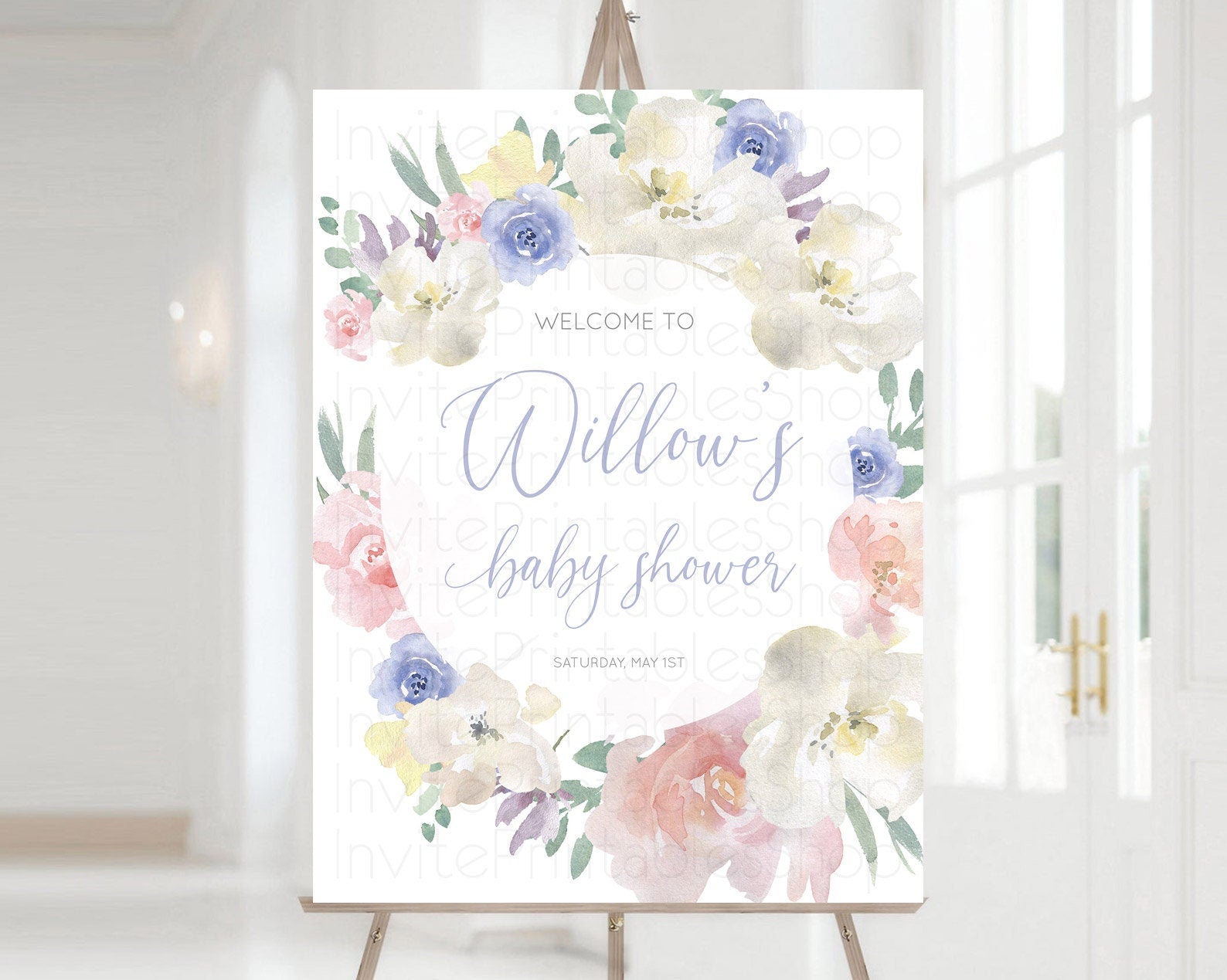 Editable Secret Garden Baby Shower Welcome Sign Wildflower Welcome Board Pas