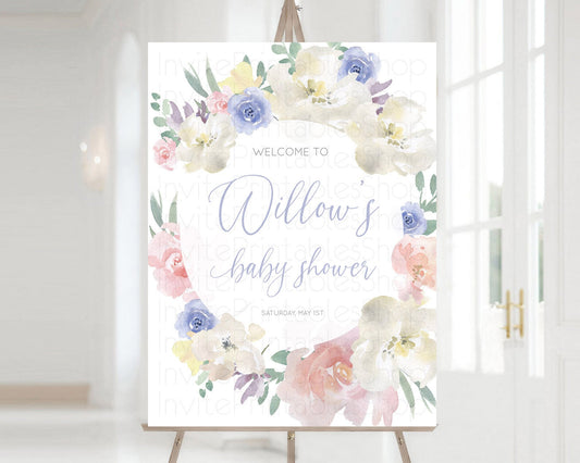 Editable Secret Garden Baby Shower Welcome Sign Wildflower Welcome Board Pas