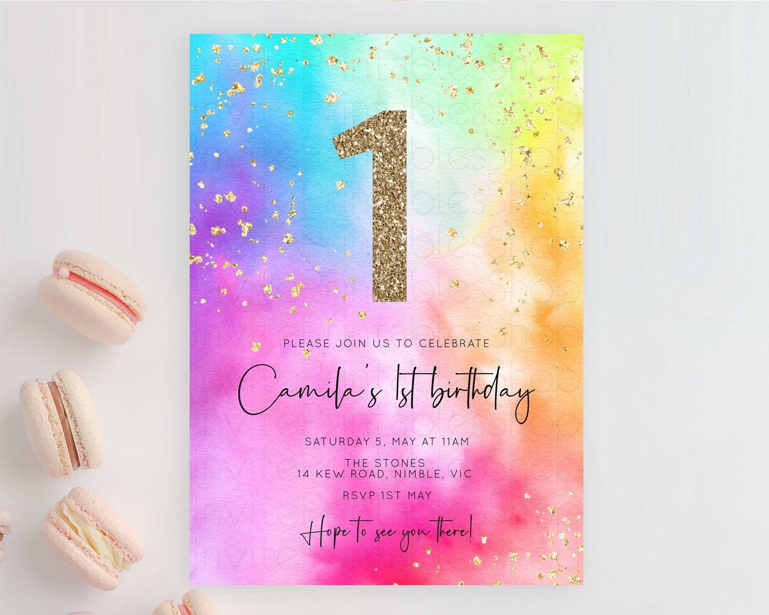 Editable Tie Dye Invitation Rainbow Birthday Invitation Pastel Invitation Co