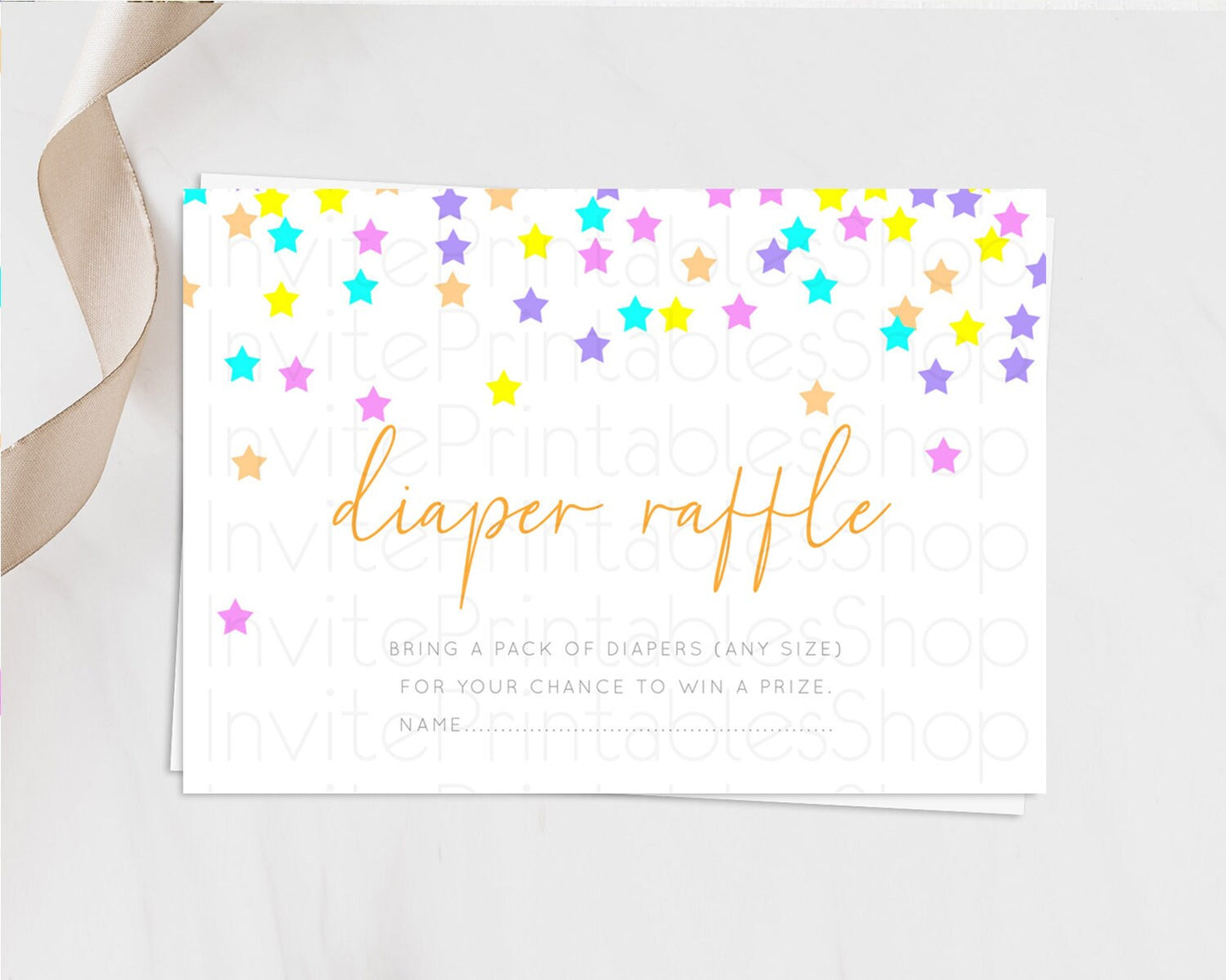 Pastel Star Diaper Raffle Card Shooting Star Diaper Raffle Insert Twinkle Little Star Diaper Ticket Rainbow Confetti Raffle Game D10397