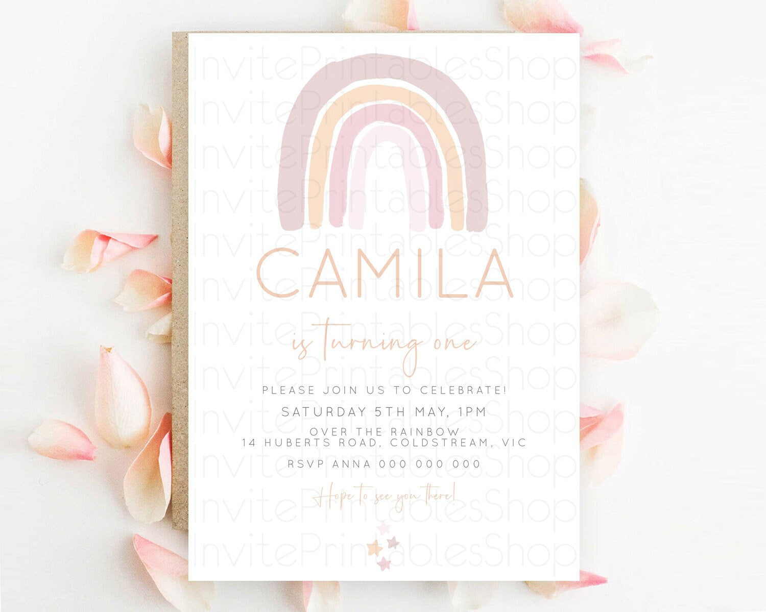 Editable Pastel Rainbow Birthday Invitation Pastel Rainbow Invitation Rainbo