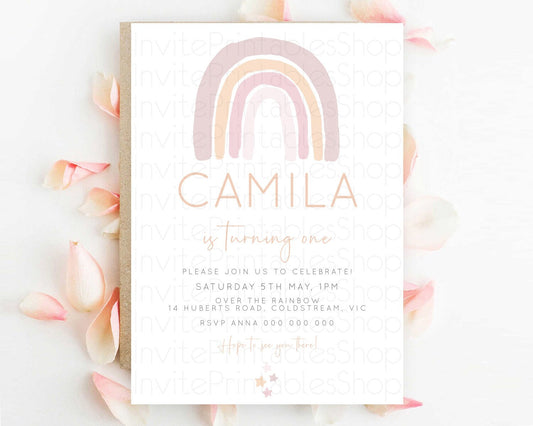 Editable Pastel Rainbow Birthday Invitation Pastel Rainbow Invitation Rainbo