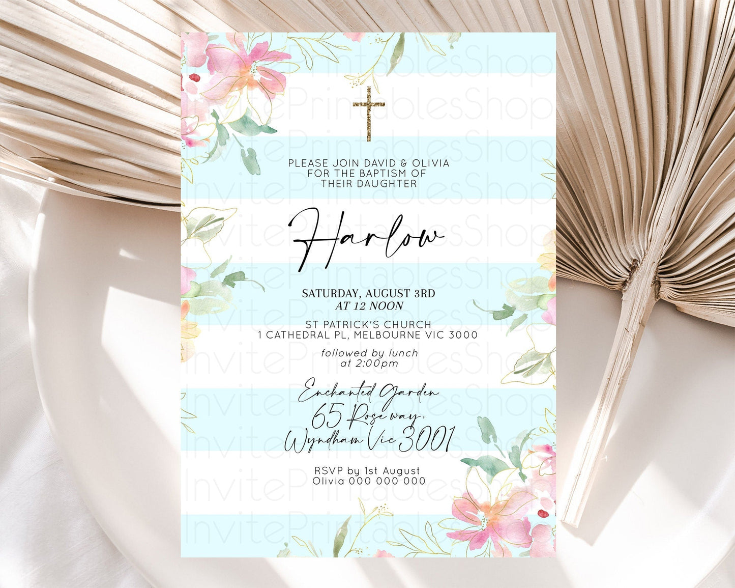 Secret Garden Baptism Invitation Wildflower Baptism Birthday Invite Pastel Flowers Christening Invite Enchanted Garden Boho Floral D10304