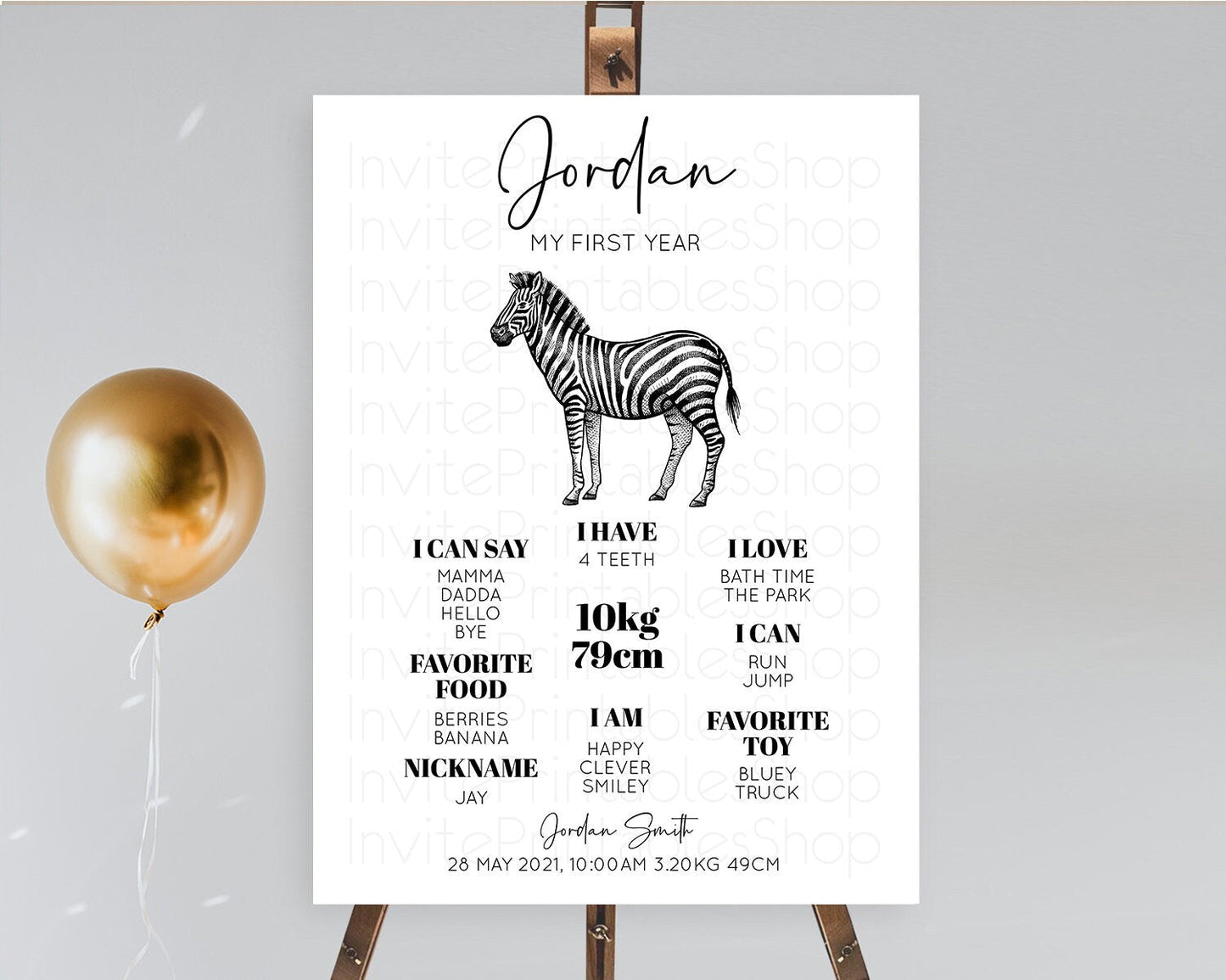 Zebra First Birthday Milestone Board Zebra Milestone Poster Zebra Decor Safari Adventure Zebra First Birthday Welcome Sign D10249