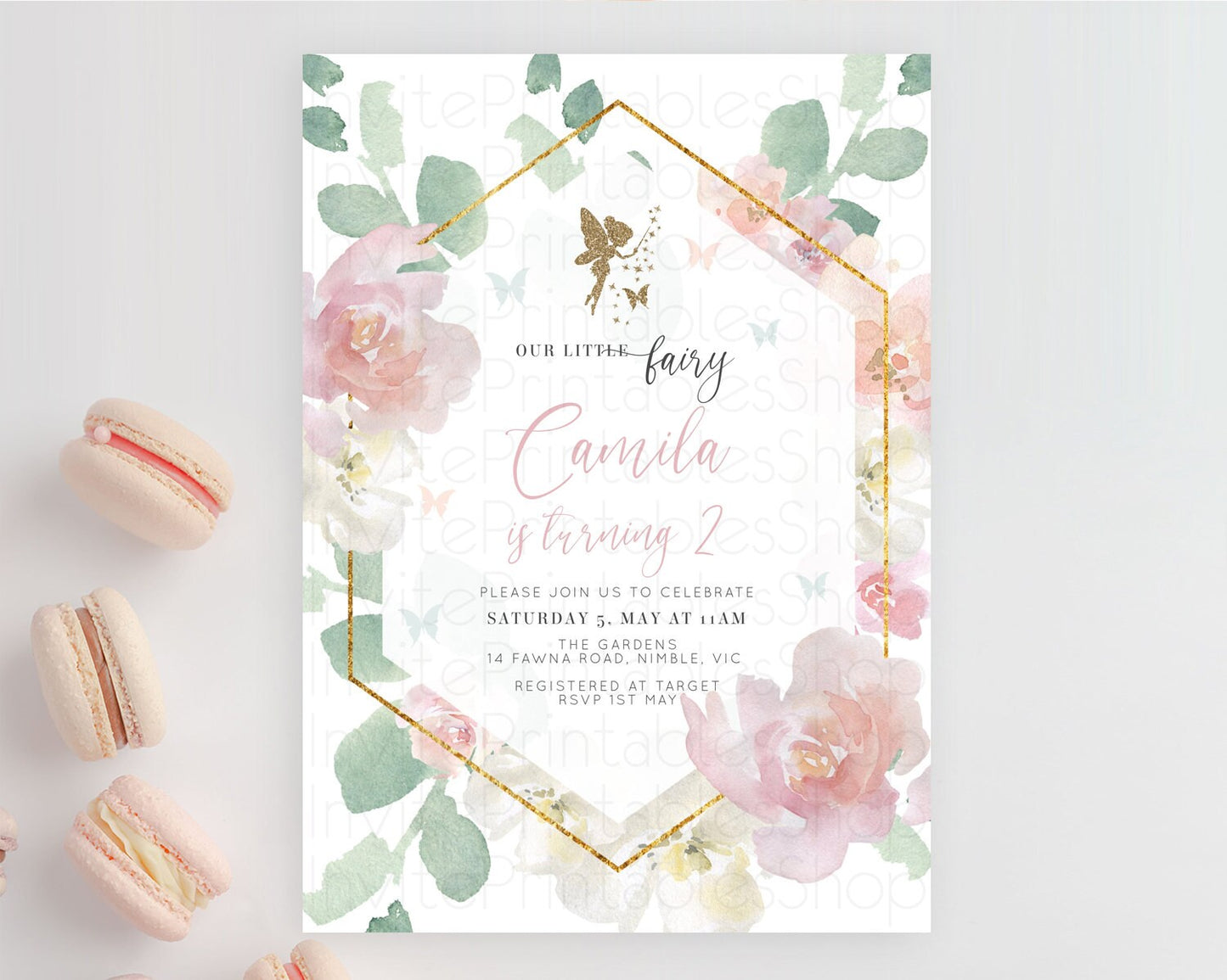 Fairy Birthday Invitation Fairy Invites Fairy Tea Party Fairy Garden Birthday Secret Garden Enchanted Garden Pastel Floral Butterfly D10965