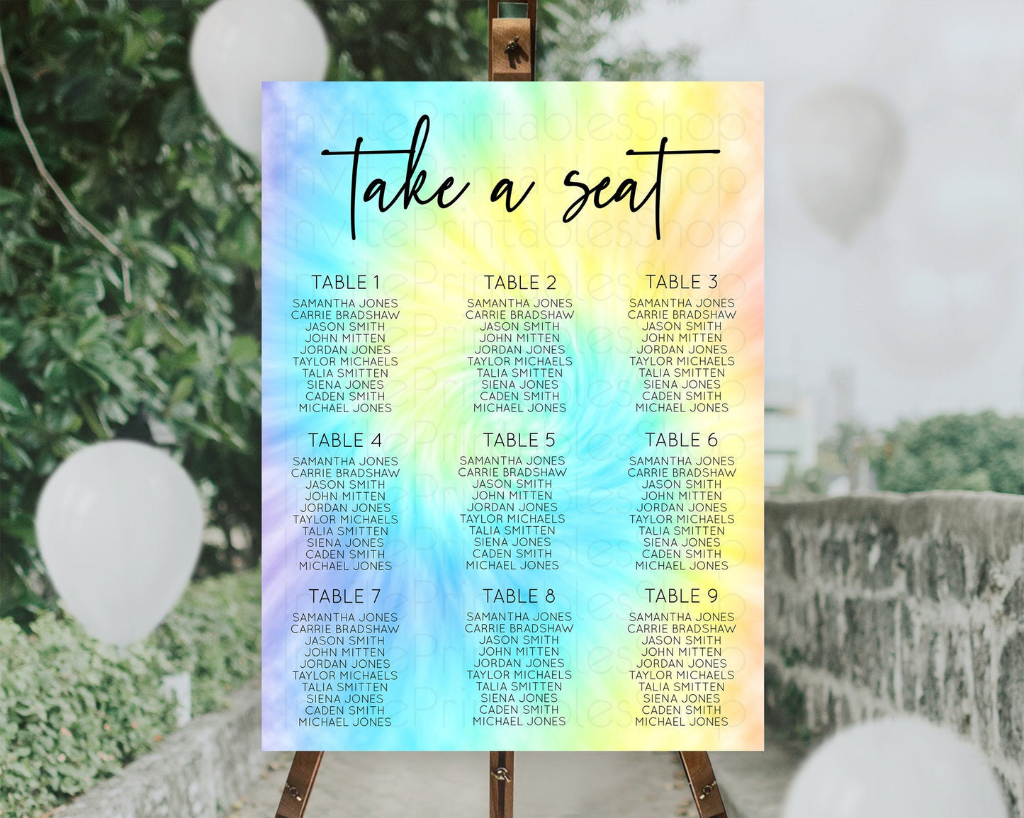 Tie Dye Seating Chart Rainbow Tie Dye Seating Chart Rainbow Colorful Seating Chart Tie Dye Pastel Rainbow Party Decor Take A Seat D10578