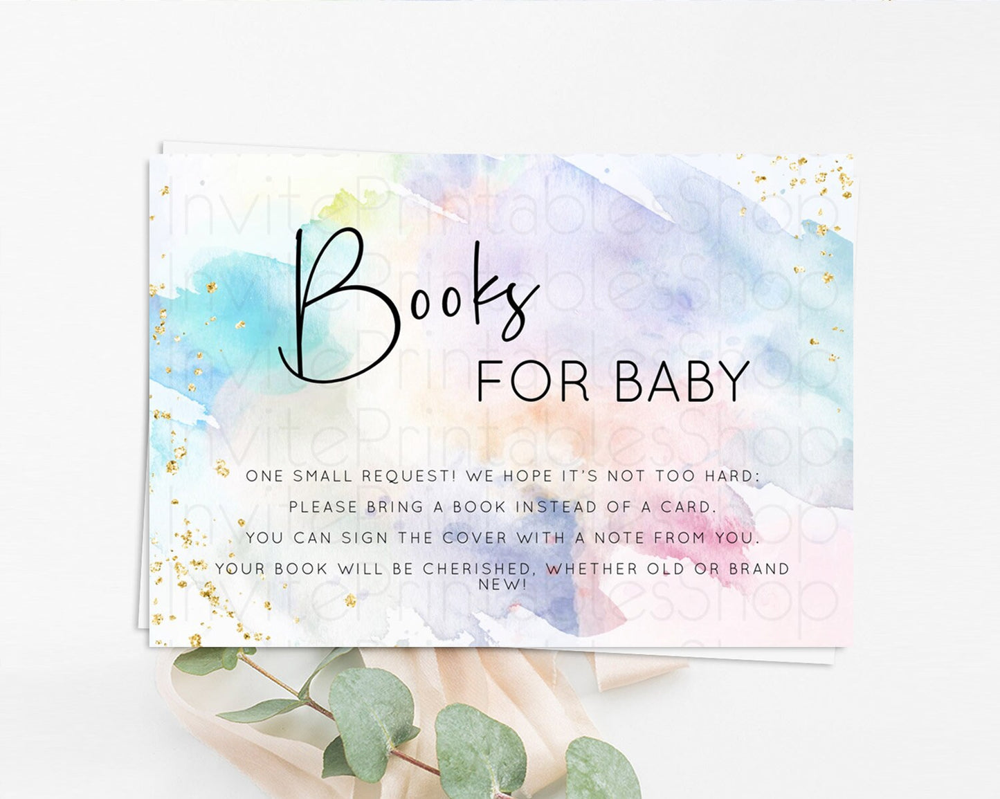 Pastel Books For Baby Card Pastel Rainbow Book Insert Colorful Ombre Watercolor Book Card Confetti Glitter Baby Book Poem Request D10422