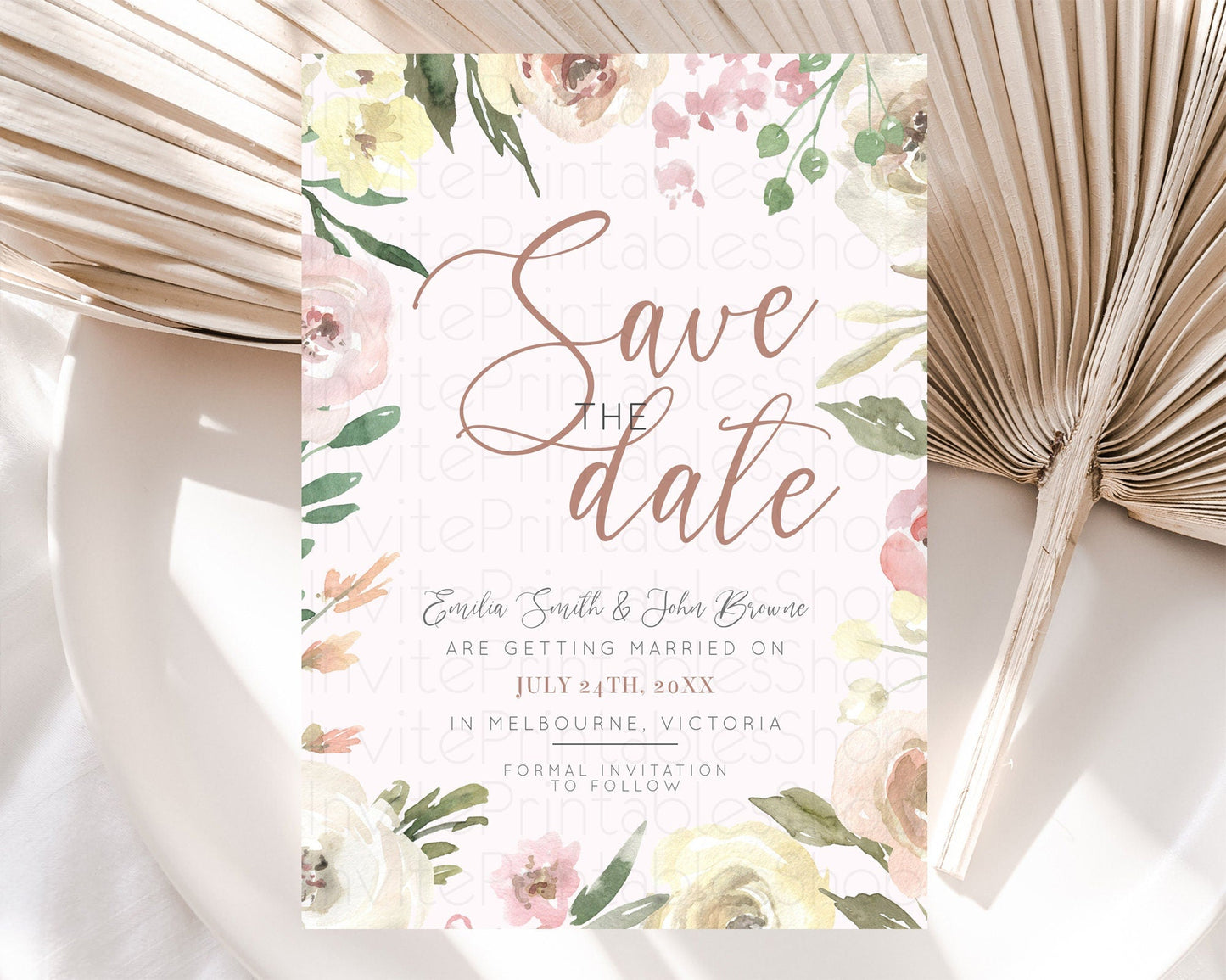 Wildflower Save The Date Template Secret Garden Save The Date Pastel Floral Garden Party Boho Flowers Birthday Baby Shower Wedding D10192