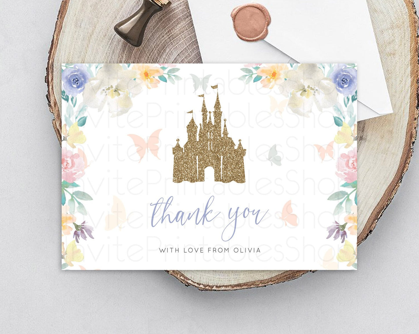 Editable Princess Thank You Castle Thank You Card Secret Garden Birthday Tha