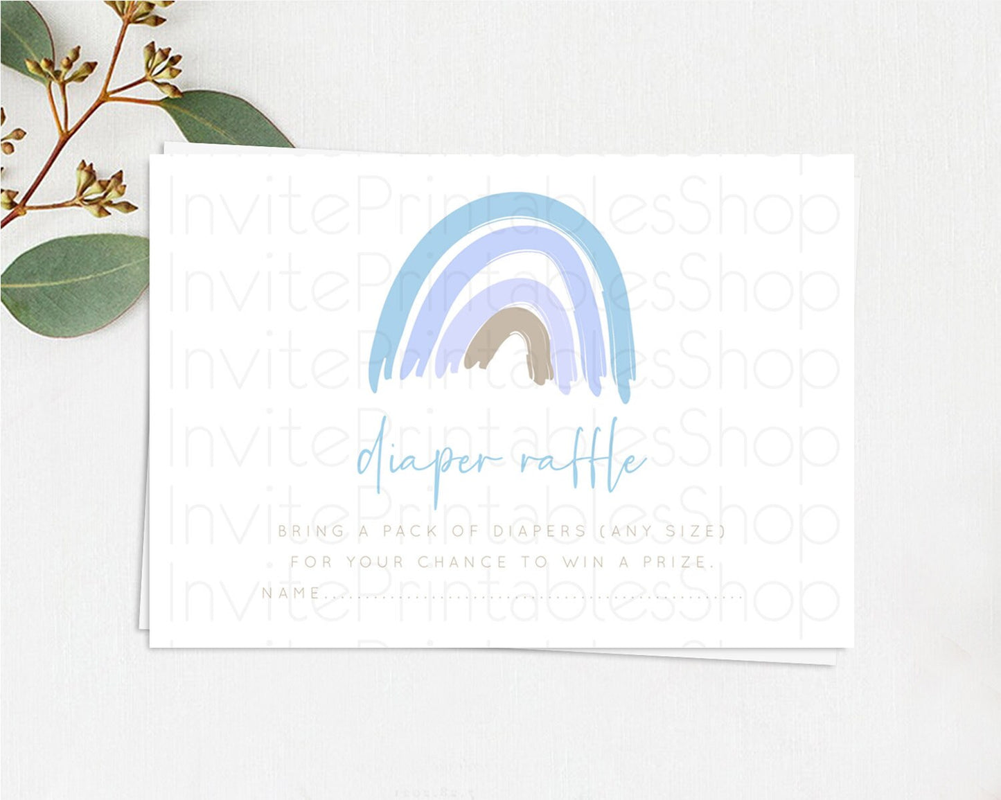Editable Pastel Rainbow Diaper Raffle Card Boho Rainbow Diaper Insert Boho R