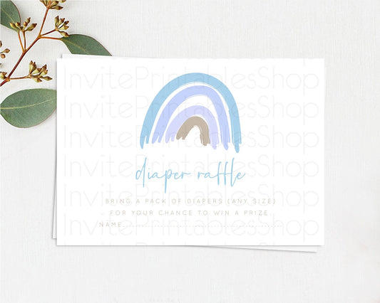 Editable Pastel Rainbow Diaper Raffle Card Boho Rainbow Diaper Insert Boho R