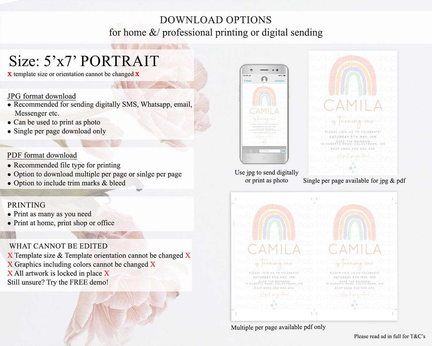 Pastel Rainbow Birthday Invitation Pastel Rainbow Invitation Rainbow Invitation Pastel Invitation Boho Rainbow 1st First Birthday D23106